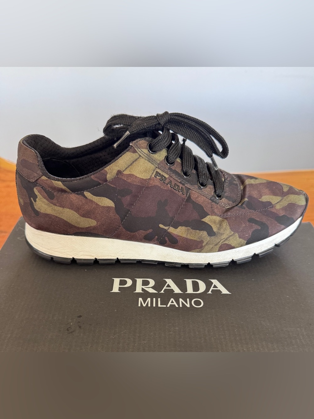 PRADA Women’s Camouflage Low-Top Sneaker